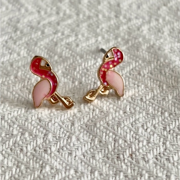 Accessories - Flamingo Stud Earrings in Pink and Gold